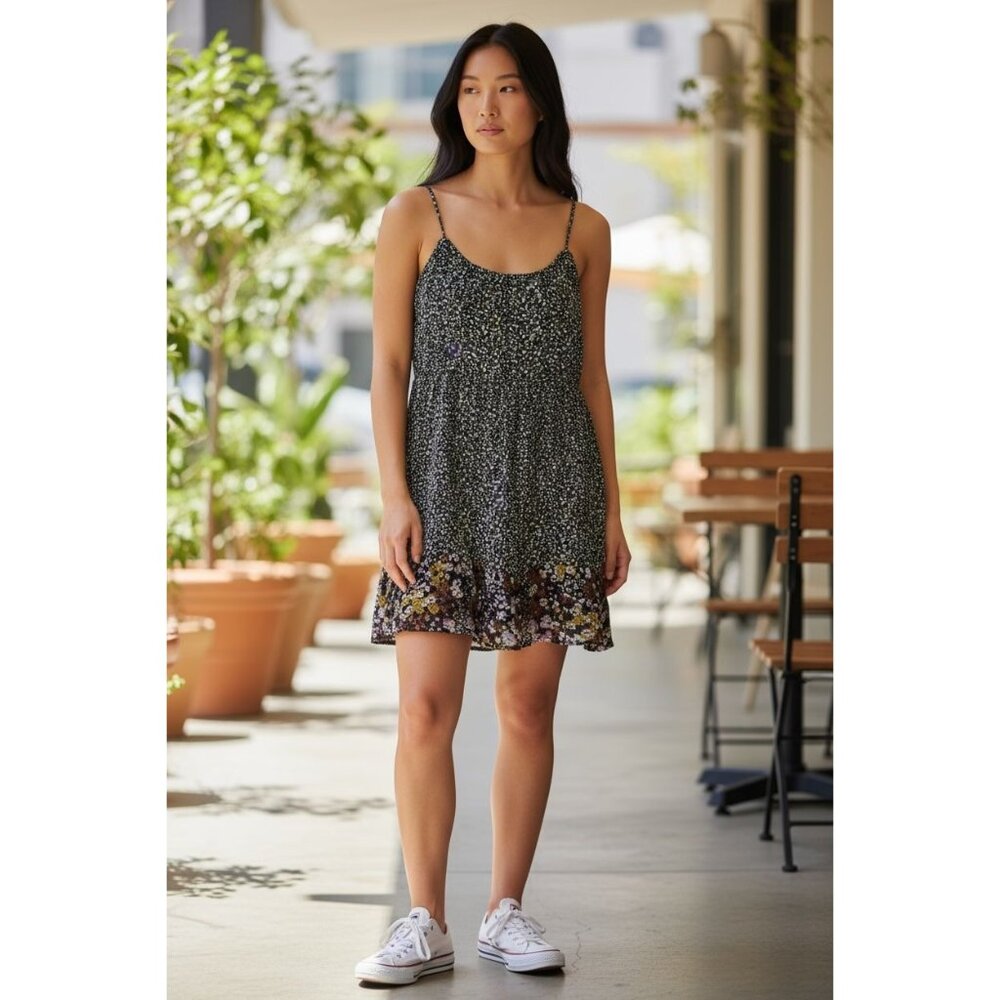 BP Women Mixed Black Cara Floral Dress SMALL
